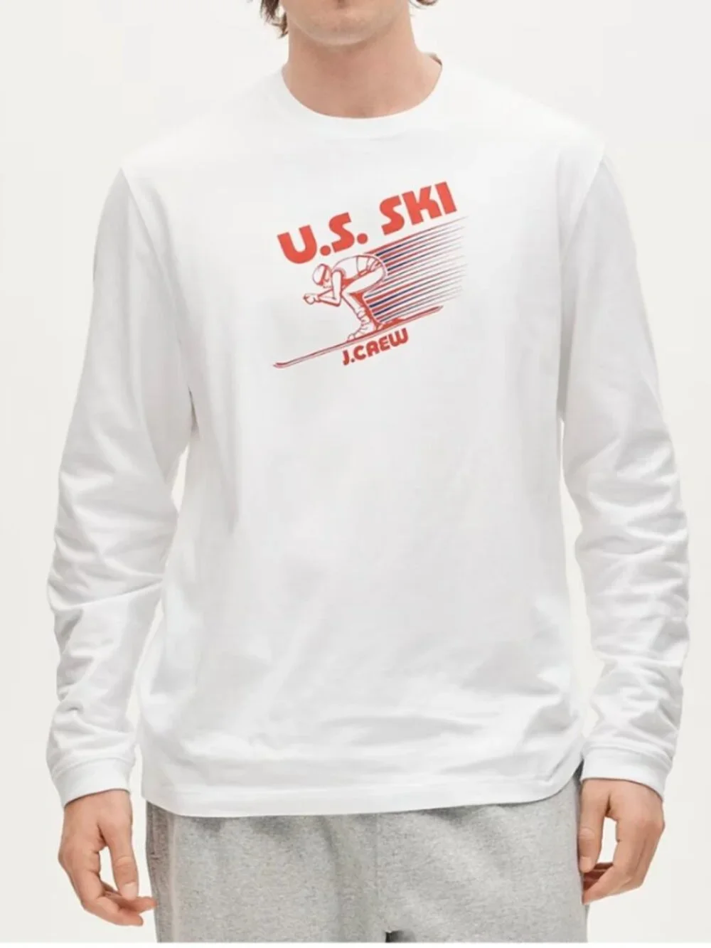 BRAND NEW J. Crew U.S. Ski & Snowboard White Long Sleeve Graphic Shirt in Medium